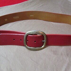 Red Leather Belt - Burnished Steerhide - Size 36